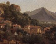 View of a hill-top town in a mountainous landscpae unknow artist